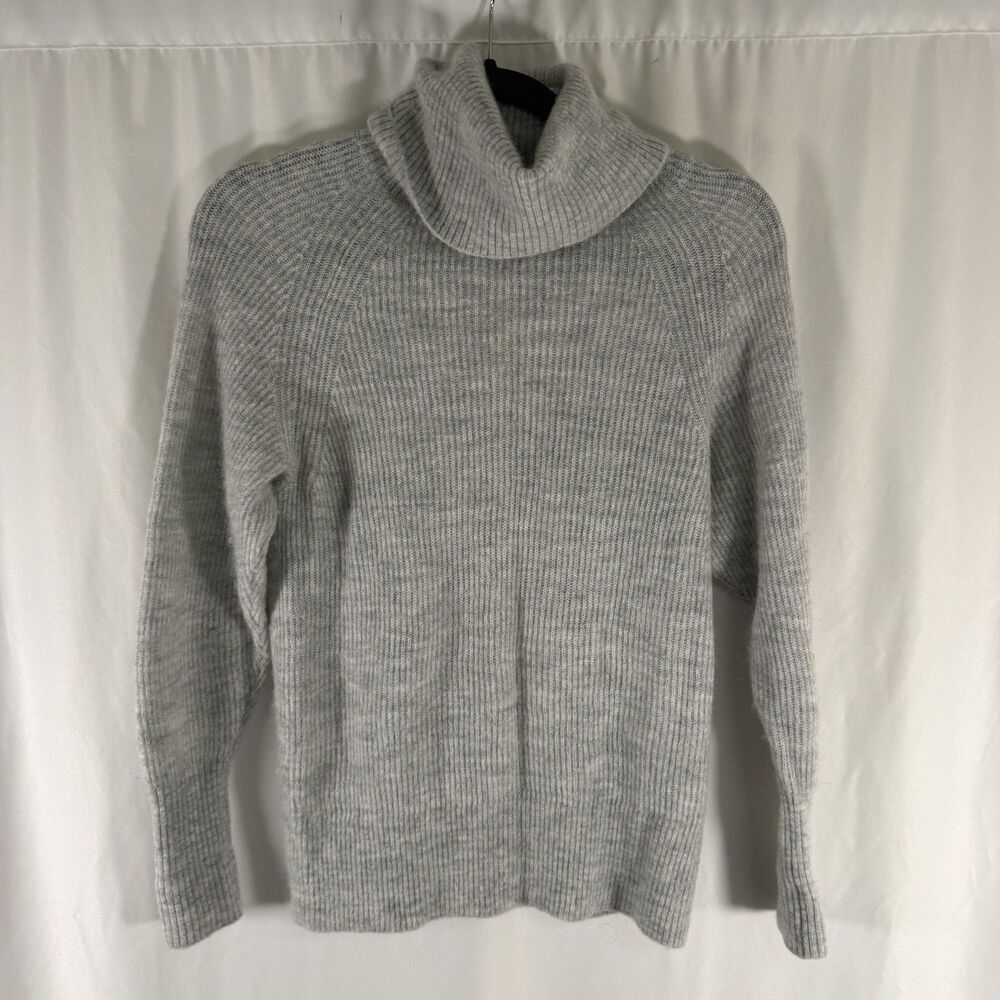 Quince Baby Alpaca Wool Blend Turtleneck Sweater Women's Small Light Grey Knit